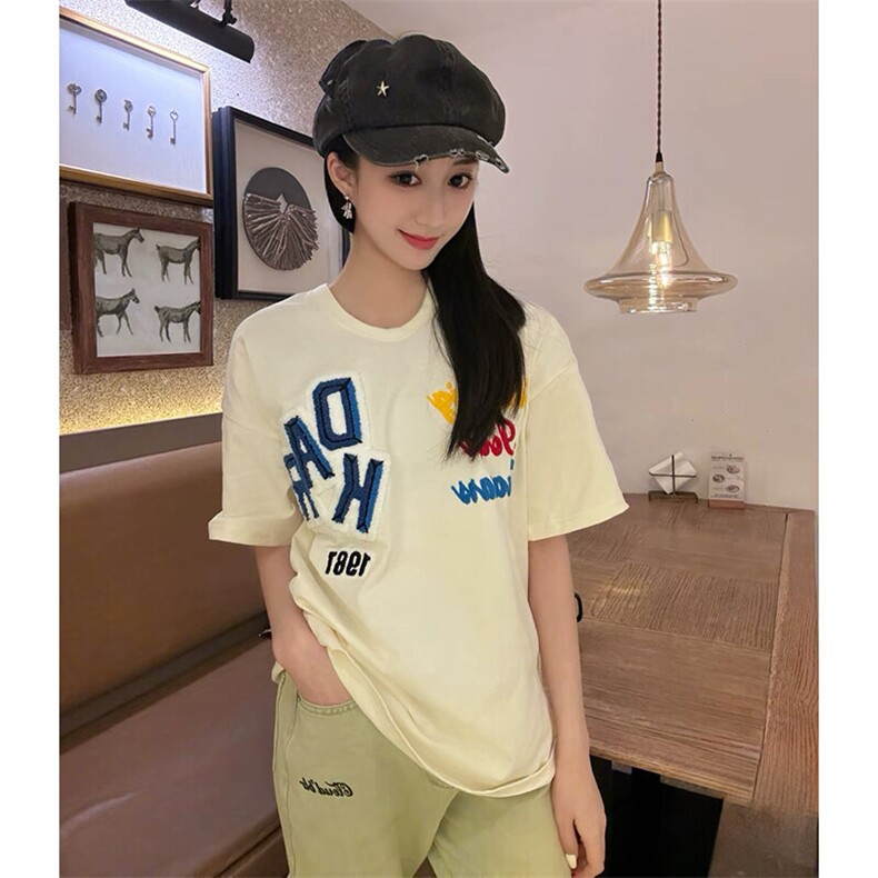 万针全刺绣工艺抖音得物高品质260克重磅纯棉双纱美式高街短袖T恤,男装T恤,电商A486