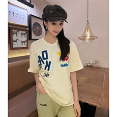 万针全刺绣工艺抖音得物高品质260克重磅纯棉双纱美式高街短袖T恤，男装T恤，电商A486