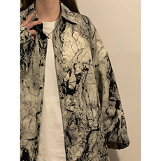 1灯笼袖扎染大码M-5XL长袖衬衣CS88796P35控68扎染裤88798P45控68，男装衬衫，星座226-2