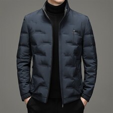 中年男立领羽绒服男短款冬装外套白鸭绒爸爸装上衣XX2189-P250,男装羽绒服,电商B212（原钱塘6029）