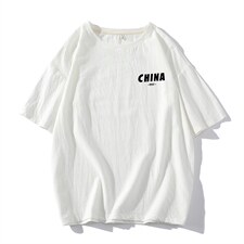 YT26248-P30亚短袖t恤男大码五分袖男宽松七分袖海报风，男装T恤，电商A040