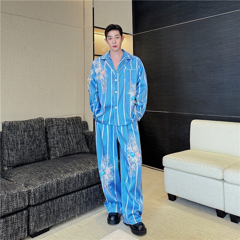 26秀场新款条纹套装P285，男装休闲套装，星座1111（原C206）