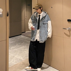 JK3040-P70-控98现货拼接牛仔夹克外套，男装夹克，星座116