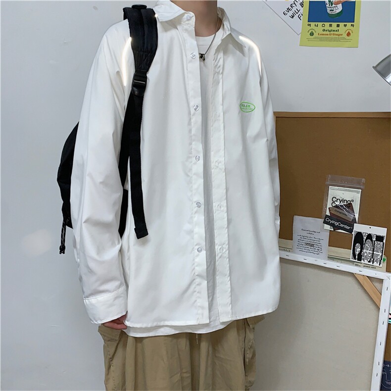 910A-C08秋装新款反光条衬衫情侣休闲纯色百搭衬衣男,男装衬衫,星座910A
