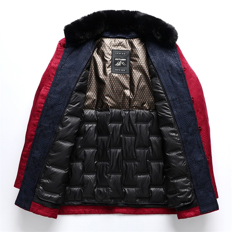 唐装毛领羽绒服套装风90白鸭羽绒服可脱卸内胆外套TF823-P235,男装羽绒服,星座1105-3