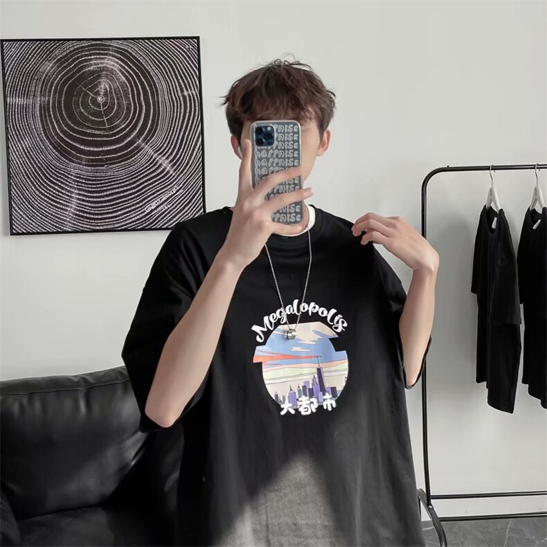 短袖t恤男韩版ins潮宽松大码网红超火cec百搭半袖上衣W430-P20，男装T恤，星座412-2