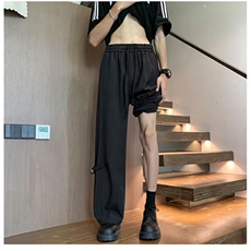 夏季冰丝裤子男士宽松透气凉感直筒休闲裤青少年潮流阔腿垂感长裤，男装休闲裤，星座601-2