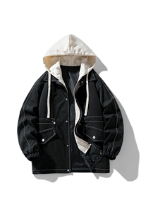 潮流假两件夹克宽松连帽休闲外套A161-7903-P78图片