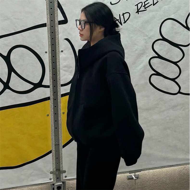抖音得物高品质25秋冬美式高街宽松结构防风高领连帽卫衣外套W60,男装卫衣,电商A486