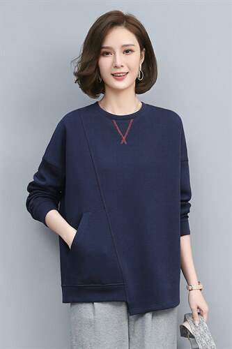 2021春季新款时尚休闲拼接打底上衣，女装卫衣/绒衫，叶笙衣