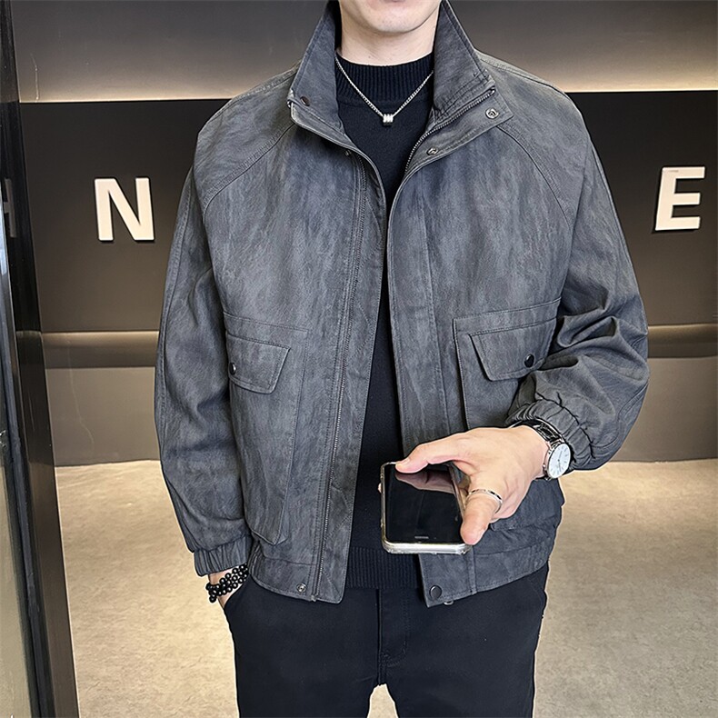 美式短款宽松男装皮衣2025秋季外套男夹克偏大C317-2591-P165,男装夹克,电商C317