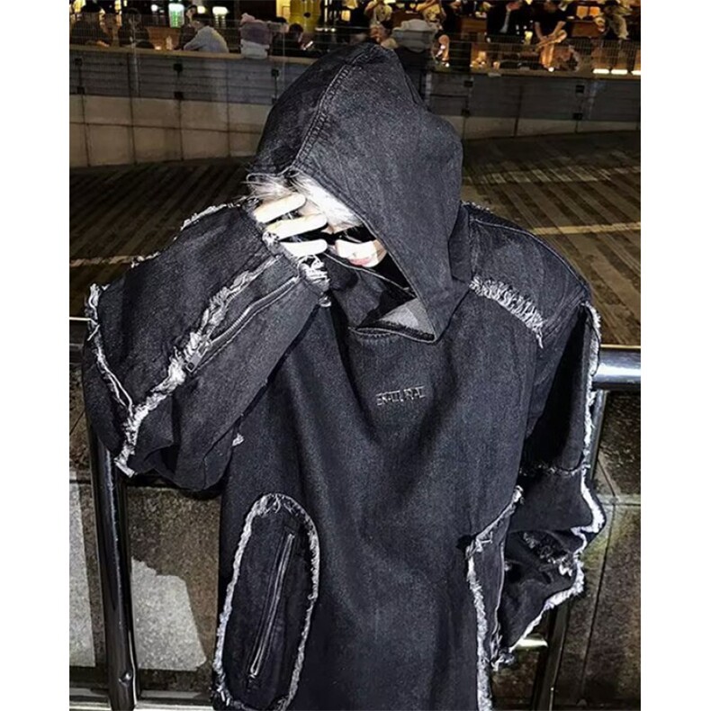 美式高街连帽卫衣男秋冬潮牌拉链小众设计感外套 WJK33图片