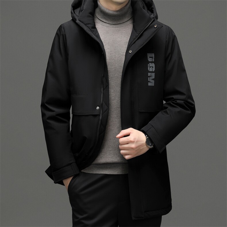 男装中长款羽绒服冬季新款中年保暖休闲上衣男士连帽鹅绒厚款外套,男装羽绒服,电商B212（原钱塘6029）