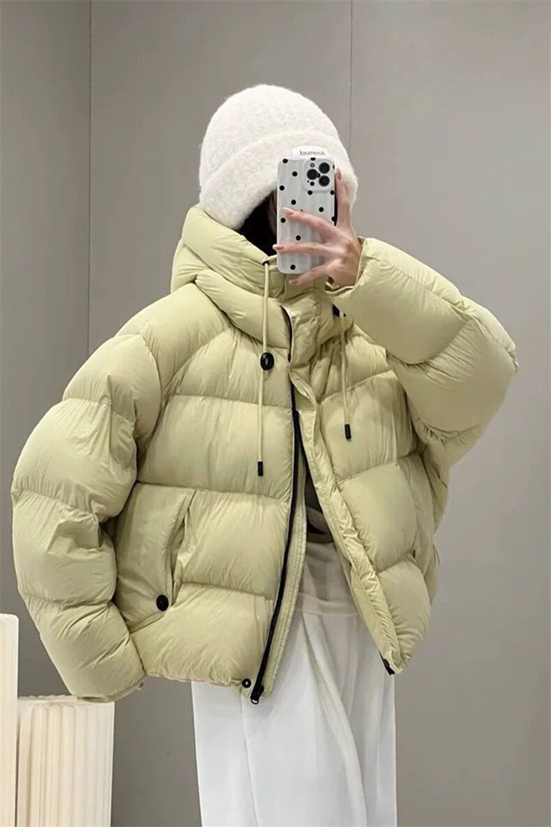 韩版连帽加厚白鸭绒羽绒服女短款2026新款泡芙感减龄保暖外套女,女装羽绒服,蓝诗依工厂店