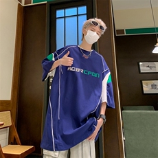 美式复古运动球服线条拼接短袖T恤HT133P38，男装T恤，星座1116-2