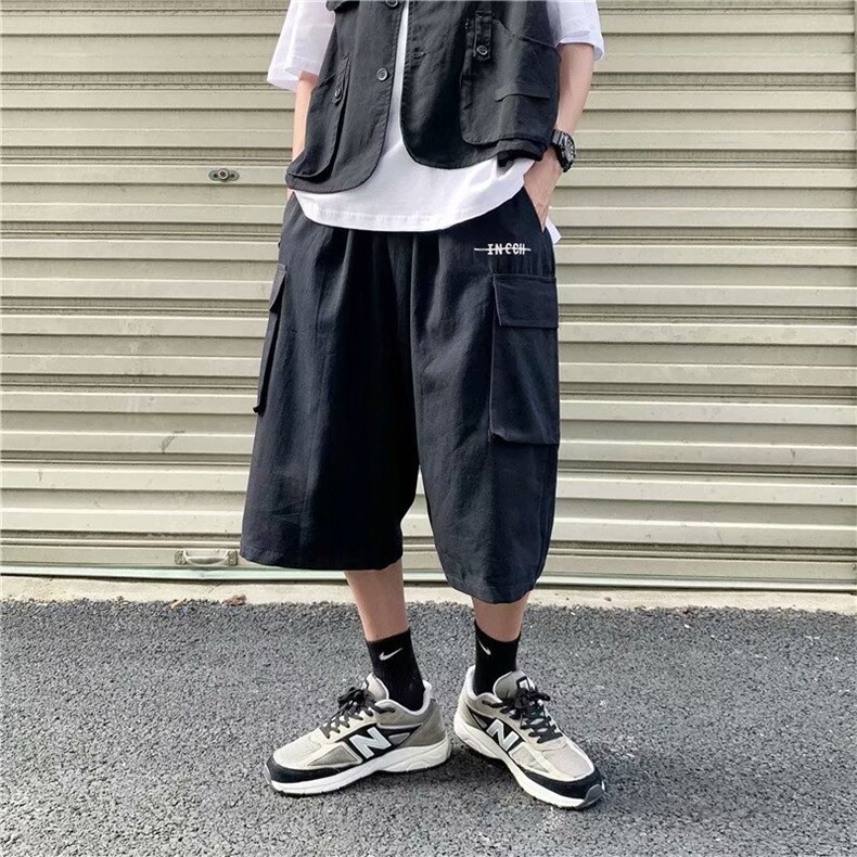 七分裤夏季工装短裤男潮牌ins宽松直筒男士裤子韩版潮流D16-p33，男装休闲裤，星座1008-1