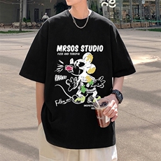 T370P26夏季新款美式纯棉短袖T恤ins衣服宽松半袖体恤字母印花，男装T恤，星座304A