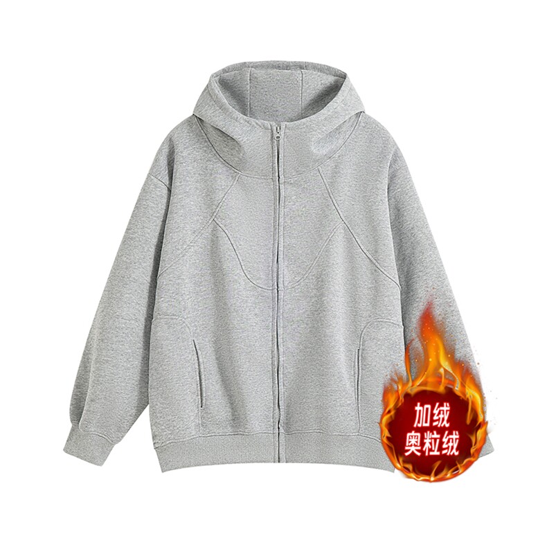 重磅500克拉链连帽卫衣硬挺加绒奥粒绒套头外套男 RH5325JR-P68图片