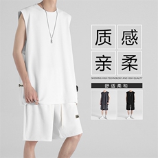 冰丝垂感夏季潮流时尚轻薄透气冰丝抗皱冰丝套装TZ85-特批68，男装休闲套装，星座718