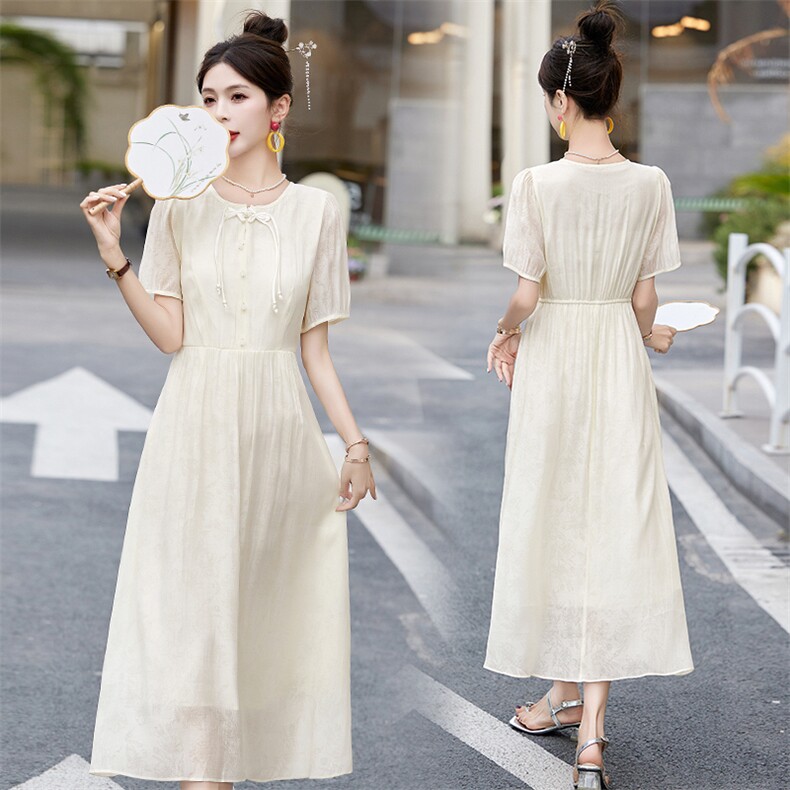 新中式连衣裙2025新款女装夏季超好看连身裙高端精致气质修身裙子，女装连衣裙，涵亦佰惠