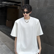 现货垫肩设计缉明线百搭休闲潮男T恤A071-T66-P40，男装T恤，电商A071