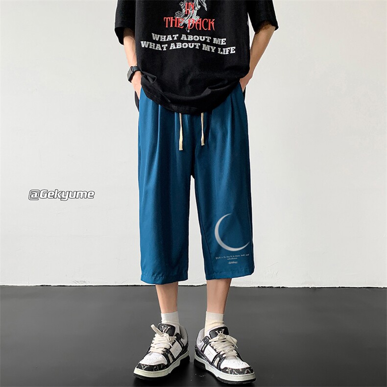 冰丝七分裤男大码速干短裤男五分裤黑地板风格QK72349-P25,男装休闲裤,电商A040