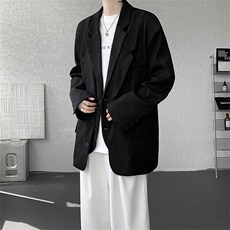 潮流休闲西装外套高级痞帅宽松韩版自带垫肩双层假两件西装P95，男装西服套装，电商B319