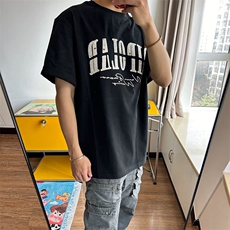 万针全刺绣工艺抖音得物高品质260克重磅纯棉双纱美式高街短袖T恤，男装T恤，电商A486-1