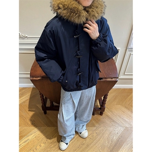 517A-8-Y95-P98毛领可拆卸牛角扣加棉高品质派克服情侣棉衣外套图片