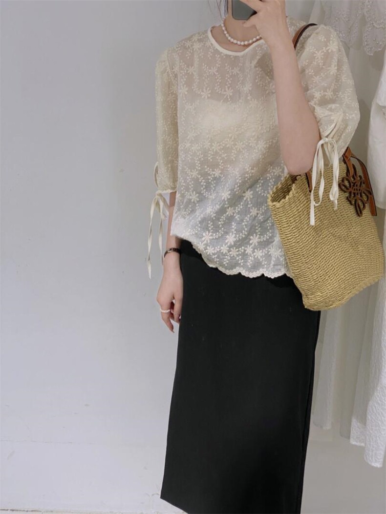 简约刺绣小衫，其它，驿谷