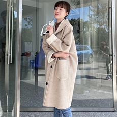 2025年秋季休闲连帽时尚百搭通勤简约双面呢羊毛大衣，女装双面呢大衣，琳尚羊绒