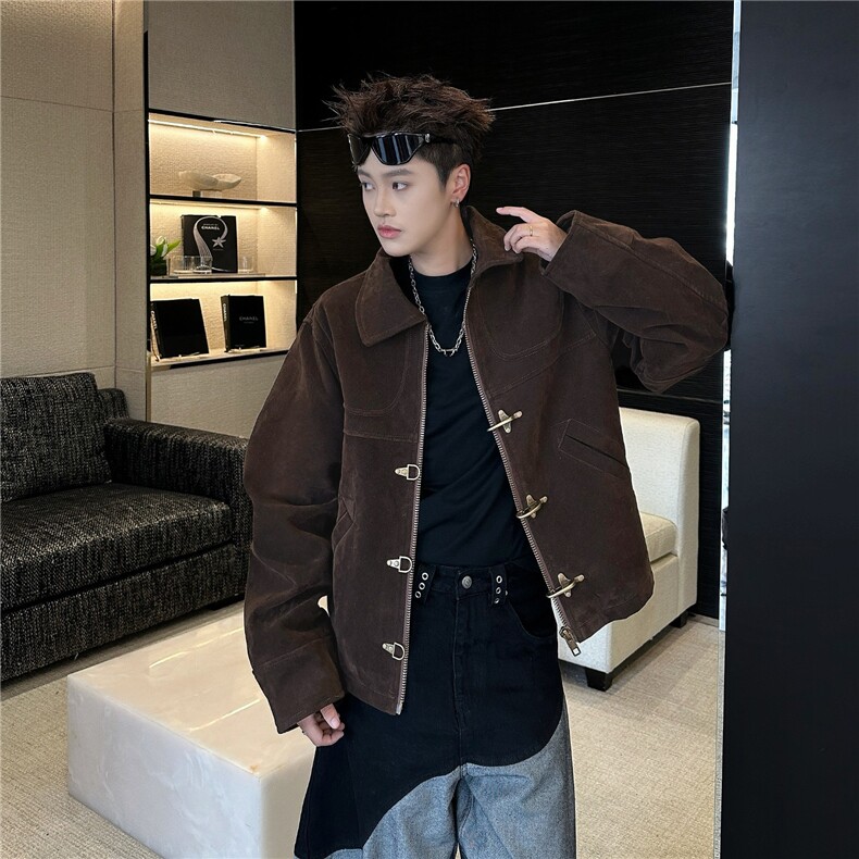秋款男女夹克衫平绒加厚大口袋金属扣风大口袋外套JK8575P82,男装夹克,星座1013-1