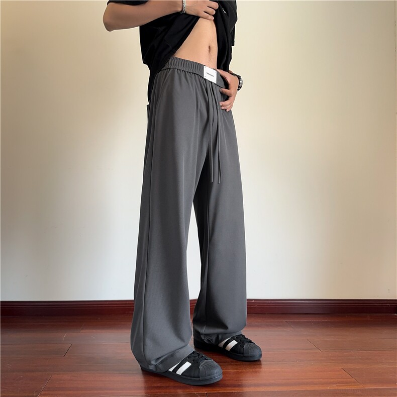 夏季冰感冰丝褶皱垂感休闲裤男宽松阔腿裤 K2511*P35控58图片