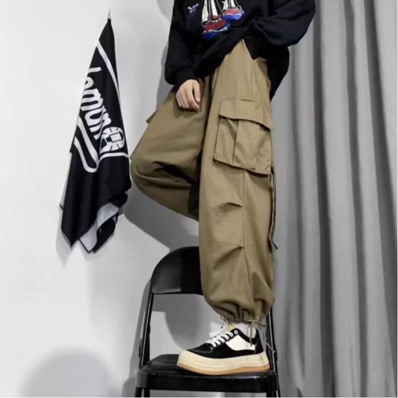 工装裤男春秋男款宽松日系阔腿束脚裤男士运动休闲长裤秋季裤子男，女装休闲裤，星座1210-1
