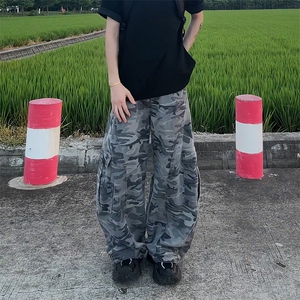 宽松工装裤男生牛仔裤迷彩裤长裤A43-P55图片