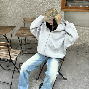 抖音得物高品质 25秋冬美式高街宽松结构防风高领连帽卫衣外套W60图片