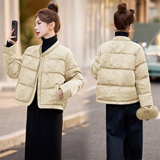 狐狸毛羽绒服女提花短外套2024冬季新款新中式白鸭绒上衣，女装羽绒服，仟媚宠