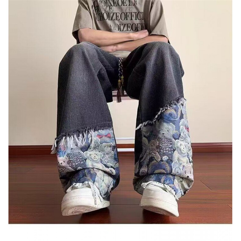牛仔裤男女韩版潮流高街帅气百搭拼色202春夏季ins长裤RK2566-P45,男装牛仔裤,星座412-1