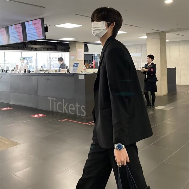 韩版男西装银行商务套装工作服男装单位职业装两扣修身西服正装图片