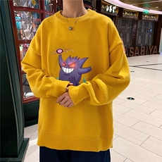 1港风圆领中性情侣潮流大码M-5XL印花加厚毛衣男7633P48加绒P55，男装针织衫/毛衣，星座226-2