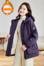 时尚连帽加绒加厚收腰派克服女2025冬季新款宽松显瘦保暖棉衣外套，女装棉衣/棉服，慕咨
