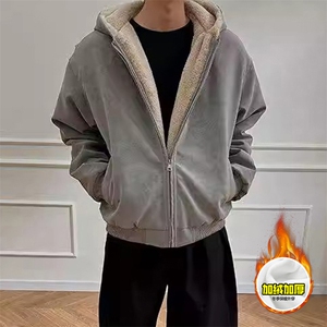 现货高品质美式冬季重磅座山雕大毛毛领pu皮棉衣男女加厚外套图片