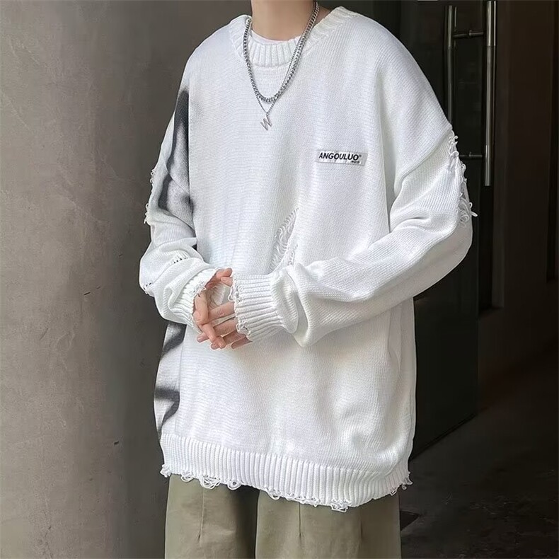 青少年ins常规宽松针织衫新品毛衣2024秋季潮慵懒休闲无袖M13/P50，男装针织衫/毛衣，星座506