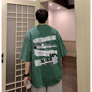！ 港风23夏季美式高街纯棉水洗短袖T恤T61011 P45控58图片