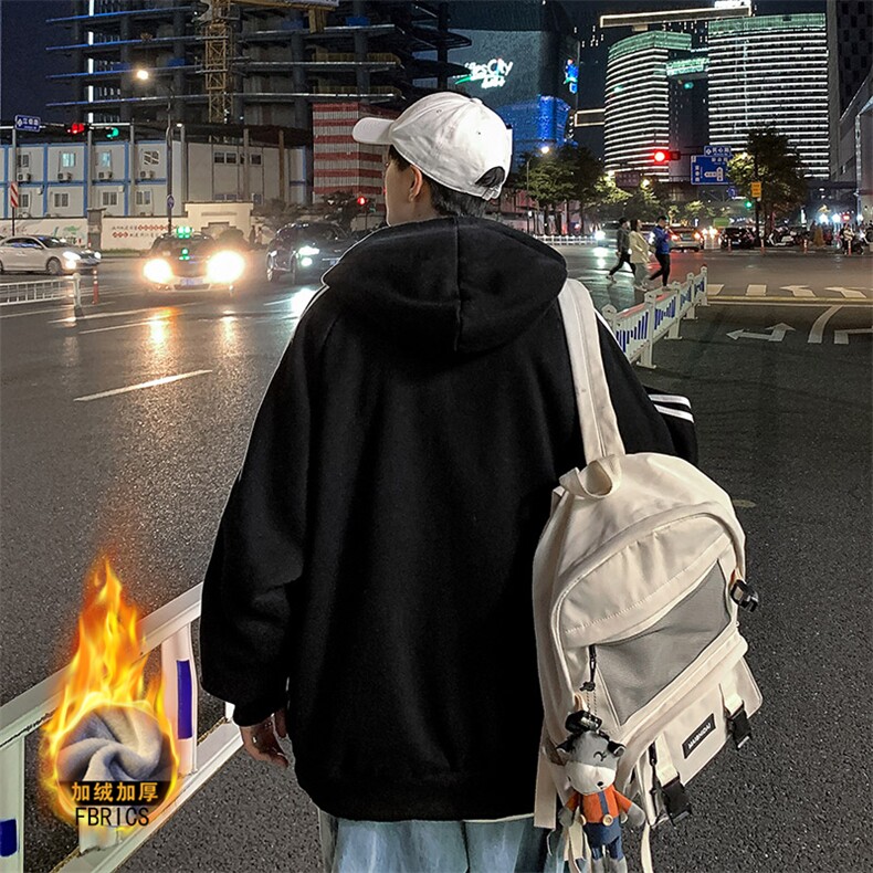 新款冬季加绒加厚卫衣男宽松ins港风休闲开衫外套男WY668P58,男装卫衣,电商A086