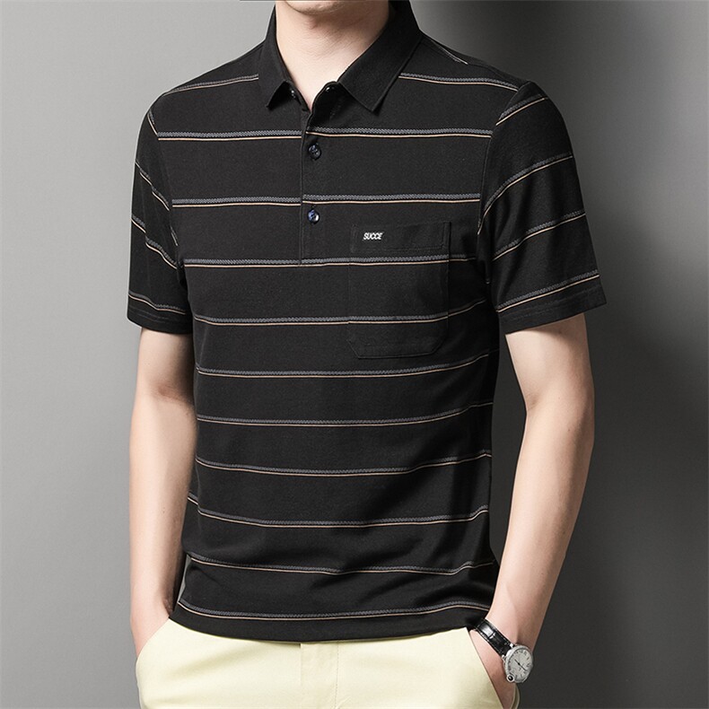 百搭时尚polo男士短袖上衣条纹夏季宽松中年潮流T恤HM22612-P70,男装Polo衫,星座1105-3