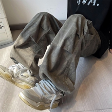 秋款男迷彩工装裤大口袋树枝系带抽绳直筒宽松长裤h970P60，男装休闲裤，星座1013-1