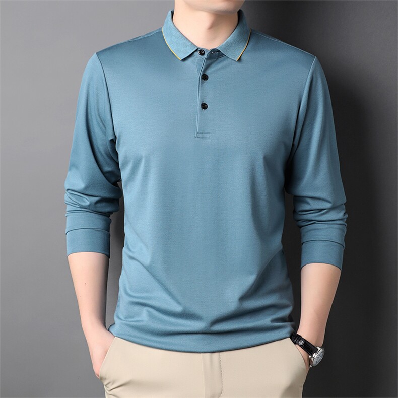 QC807钱塘2020-2中青年男士秋季薄款时尚休闲简约长袖T恤P62图片