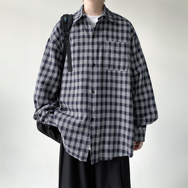 宽松格子衬衫男KD613-P45,男装衬衫,电商D312-1