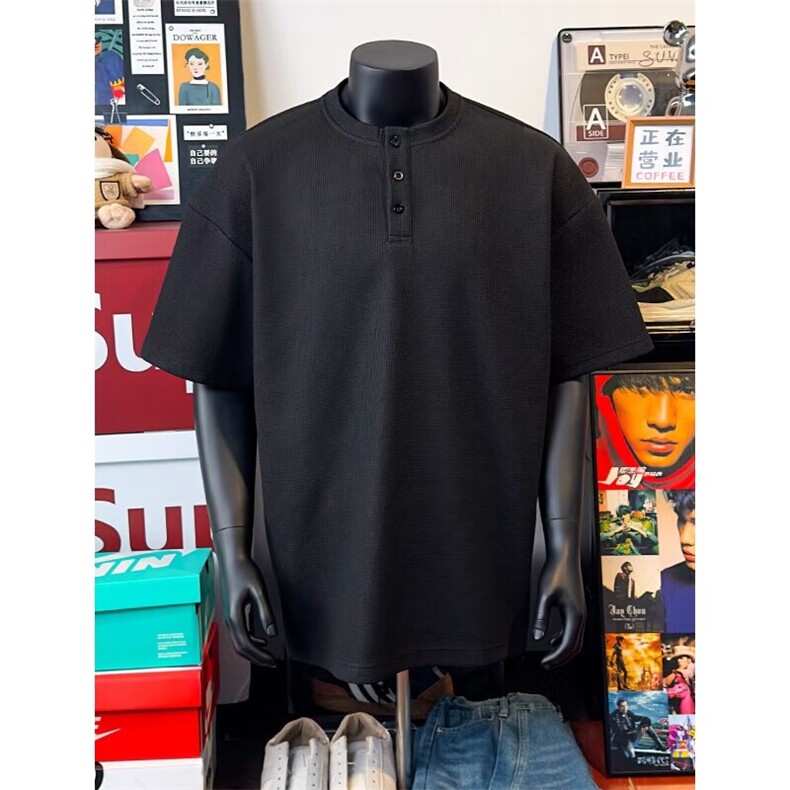 亨利领短袖T恤百搭宽松复古体恤衫休闲运动上衣310A-PL02-特批14，男装T恤，星座310A-4